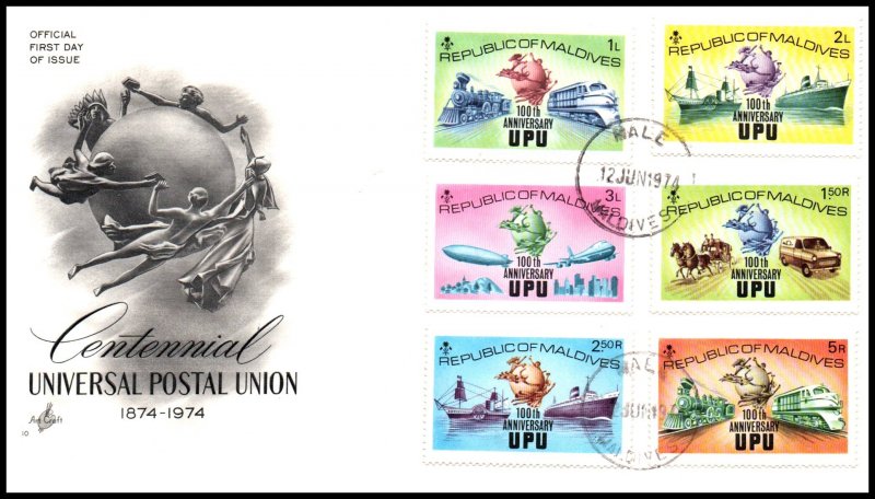 Maldive Islands 496-501 UPU Artcraft U/A FDC