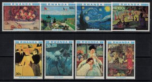 RWANDA 1980 - Paintings, french impressionism /complete  set MNH