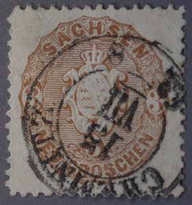 German States Saxony #19 Used VF CHEMNITZ Postmark 15 VIII (Yr?)