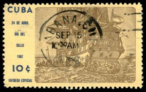 CUBA Sc E32 USED - 1962 10c Special Delivery - First West Indies Packet