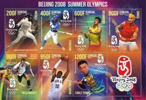 Stamps.Sports Baseball, Fencing, Basketball, Senegal 2020 year ,1 sheet perf