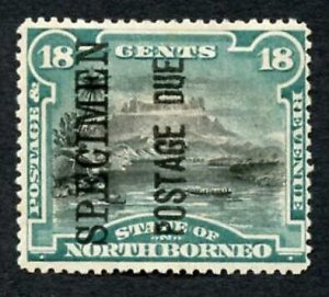 North Borneo SGD10s 18c Black and Deep Green Perf 14.4-14.7 Opt SPECIMEN