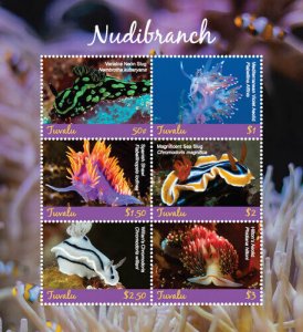 Tuvalu 2018 - Nudibranch, Molluscs, Ocean Life - Sheet of 6 stamps - MNH