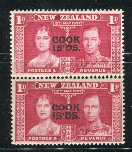 COOK ISLANDS; 1937 early GVI Coronation issue fine Mint 1d. Pair