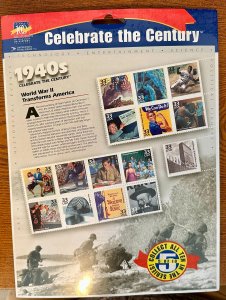 US # 3186 Celebrate the Century 1940's pane of 15 33c 1998 Mint NH