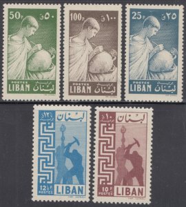 LEBANON SC# 320-4 VLH , 5 HIGHEST VALUES in SET - PROFESSIONS and HANDICRAFTS