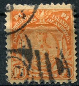 Philippines Sc#251 Used, 1p org, Coat of Arms (1906)