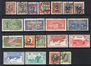 Iceland 1907-1931 Selection 20 Better Used Stamps Including Surcharges CV$250