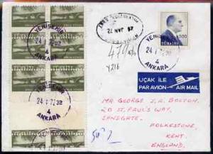 Turkey 1972 cover to UK bearing 1959-60 Euphrates Bridge ...