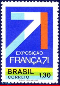 1197 BRAZIL 1971 FRENCH EXHIBITION, FRANCE, FLAG, MI# 1291 RHM C-707, MNH