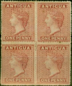 Antigua 1864 1d Dull Rose SG6 Fine MM Block of 4 Scarce Multiple