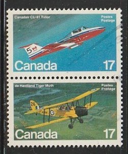 1981 Canada - Sc 904a - used VF - 1 pair - Canadair CL-41/de Haviland Tiger Moth