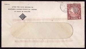 Canada-covers #12422 - 2c New Brunswick with closed frameline-Bedford, PQ duplex