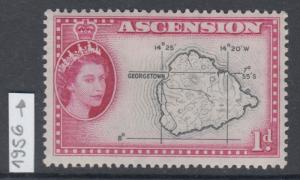 XG-Z074 ASCENSION ISLAND - QEII, 1956 Maps, 1d. SG58 MNH Set