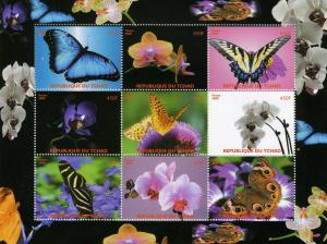 Chad 2008 BUTTERFLIES & ORCHIDS Sheet Perforated Mint (NH)