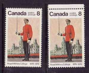 Canada-Sc#693i- id8-unused NH 8c RMC with Chin Strap variety on the left + regul
