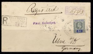 BRITISH VIRGIN ISLANDS EDVII SG62, 1914 Registered COVER to GERMANY.