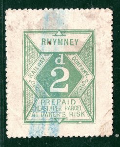GB Wales RHYMNEY RAILWAY Newspaper Parcel Stamp 2d Used YOW189