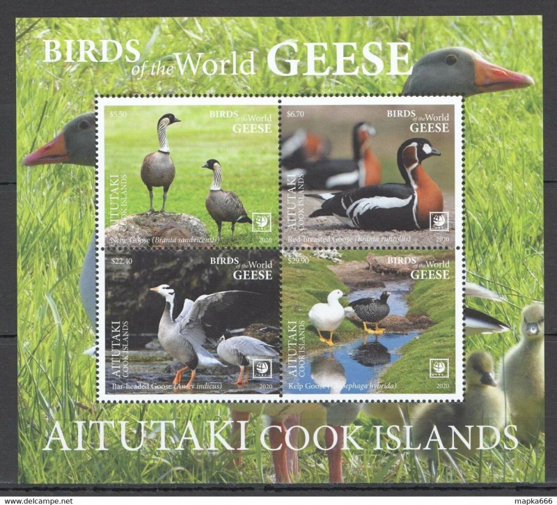 2020 Aitutaki Geese Water Birds Of The World Fauna Bl ** Nw0529