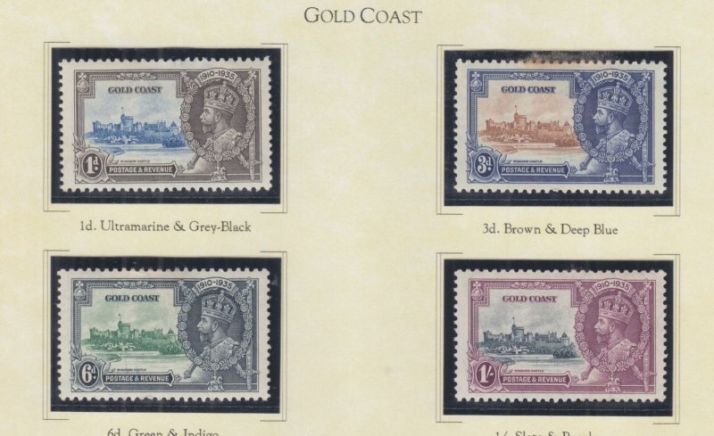 GOLD COAST, 1935 Silver Jubilee set of 4, heavy hinged.