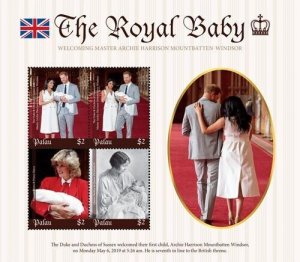 Palau 2019 - Royal Baby Archie - Sheet of 4 stamps - Scott #1437 - MNH 