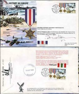 JS45/12FC Victory in Europe sign by Colonel Patrick Anthony Porteous VC. (P)