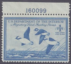 US Scott # RW15 Mint Duck stamp NH OG VF with plate #