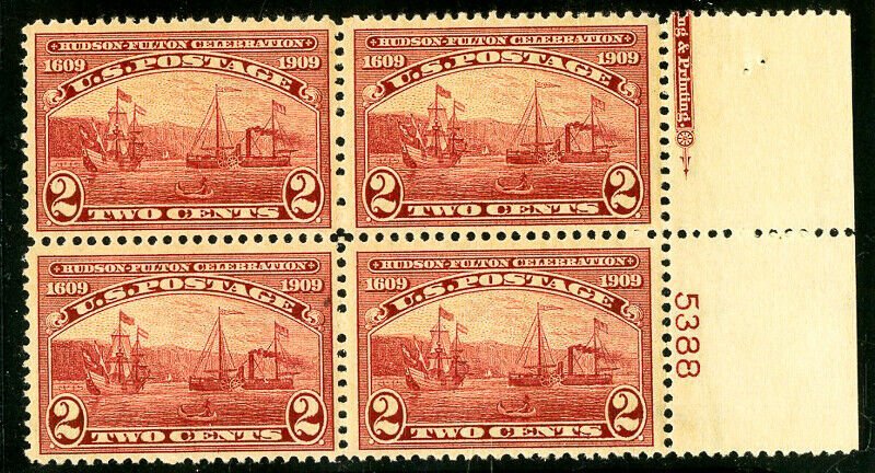 US Stamps # 372 MNH Superb Block 4 w/ pl#