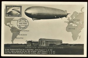 First South American Zeppelin Flight Z127 Commemorative Postcard