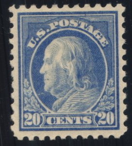 US Scott #438 - VF - 20c Ultramarine - Franklin - HM OG - 1914