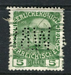 AUSTRIA; 1908 early F. Joseph issue used 5h. value + PERFIN