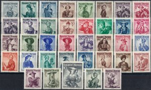 1948+ Austria Definitives, Regional Costumes, complete set 37 values VF/MNH!