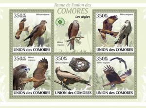 COMORES 2009 SHEET EAGLES AIGLES AGUILAS AGUIAS OISEAUX BIRDS OF PREY cm9414a