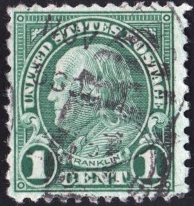 SC#578 1¢ Franklin Single: Perf 11x10 (1923) Used