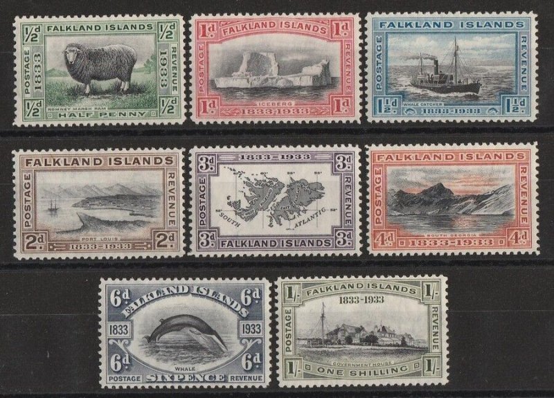 FALKLAND ISLANDS 1933 Centenary ½d to 1/-.