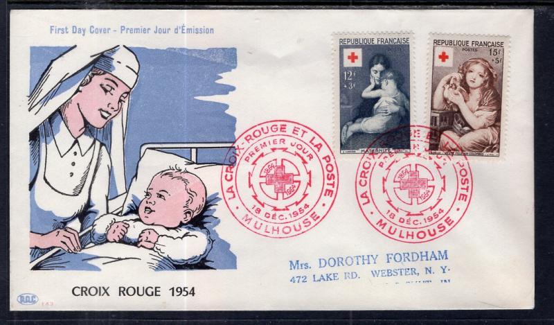 France B291-B292 Red Cross Typed FDC