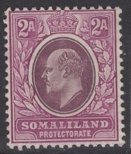 SOMALILAND SG47a 1909 2a DULL & BRIGHT PURPLE CHALKY PAPER MTD MINT