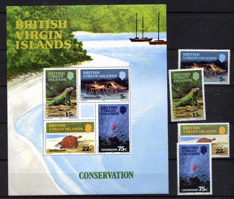 Virgin Islands 346-9a MNH Conservation, Iguana, Turtle, Coral, Lobsters