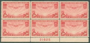EDW1949SELL : USA 1937 Scott #C22 P/B of 6. Natural gum bends & wrinkles. VF MNH