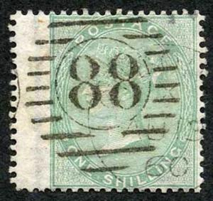 SG73 1/- Pale Green Wmk Emblems with Wing Margin Superb Used