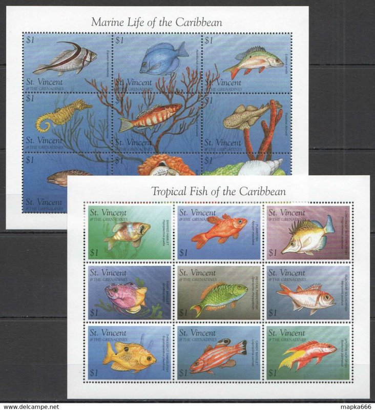 St. Vincent Marine Life Of Caribbean Fauna Tropical Fish 2Kb ** Nw0613+Pk443