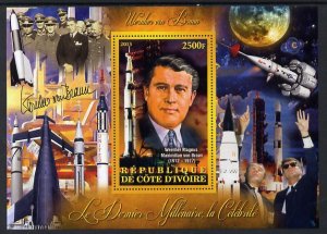 IVORY COAST - 2013 - Wehrner von Braun - Perf De Luxe Sheet - MNH -Private Issue