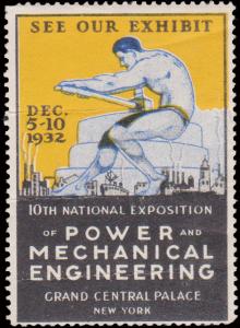 United States - Power and Mechanical Engineering Label Unused with hinge remn...