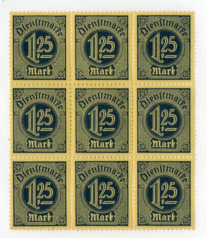 GERMANY O11 MNH BLOCK/9 BIN $1.75 OFFICIALS