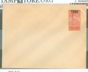 Togo  1920 10c red & orange with overprint; flap partly stuck