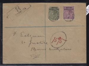 SOMALILAND COVER (P0312B) 1903  QV 4A+8A REG BERBERA TO SWITZERLAND