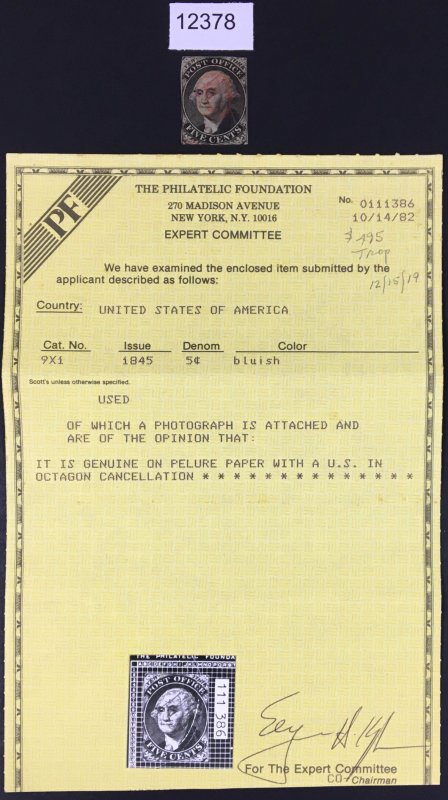 US # 9X1 USED **** PF CERT ****  CAT. $450 LOT #12378