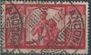 Italy 477 (used, Ancona postmark) 100 lire family & scales, carmine lake (1946)