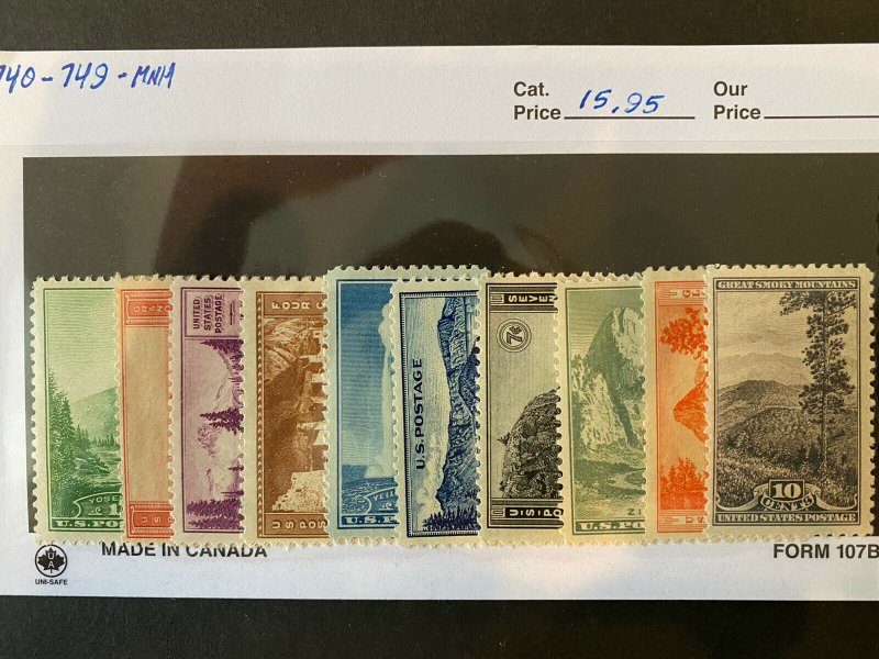 US Stamps-SC# 740 - 749 - National Parks - MNH - SCV = 15.95 