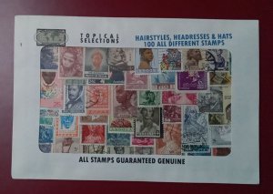Hairstyles, Headdresses & Hats - packet of 100 stamps
